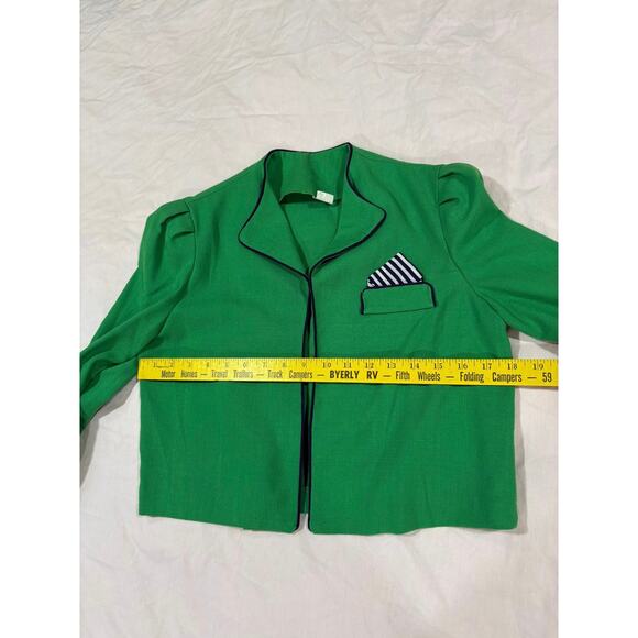 Vintage Green Blazer w/ Blue Cherry Top Size Medium - Picture 10 of 12